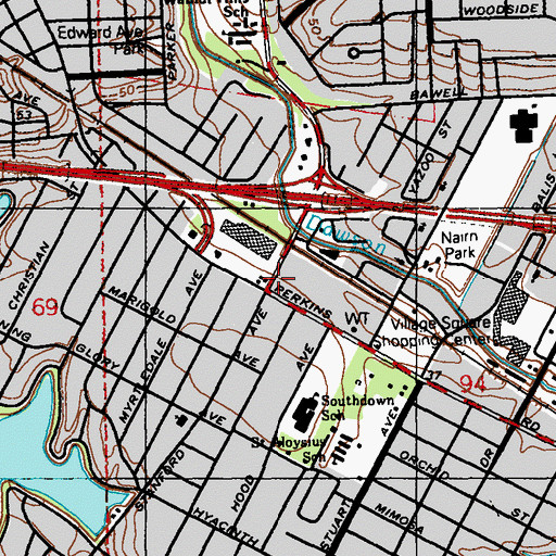 Topographic Map of Acadian Perkins Plaza Shopping Center, LA