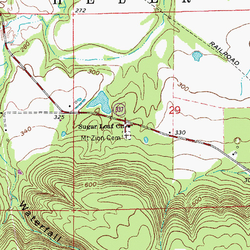 Topographic Map of Sugar Loaf Church, AR