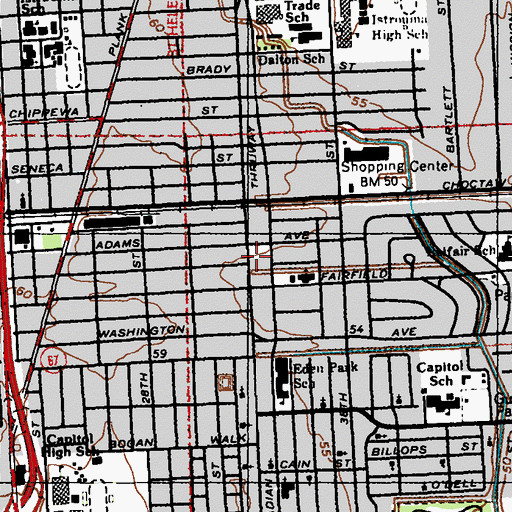 Topographic Map of Acadian Thruway Shopping Center, LA