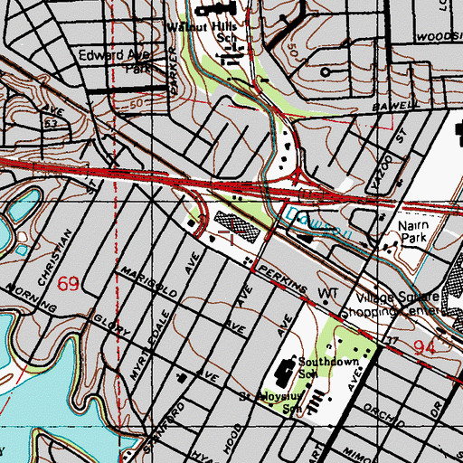 Topographic Map of Acadian Village Shopping Center, LA