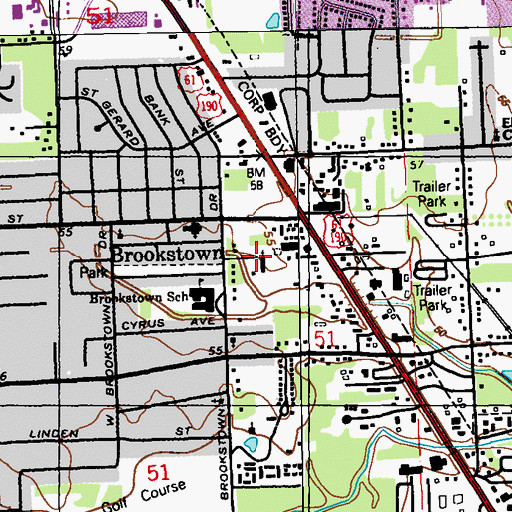 Topographic Map of Airline Christian Academy, LA