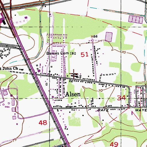 Topographic Map of Alsen Elementary School, LA