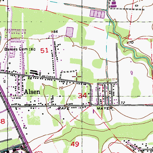 Topographic Map of Alsen Park, LA