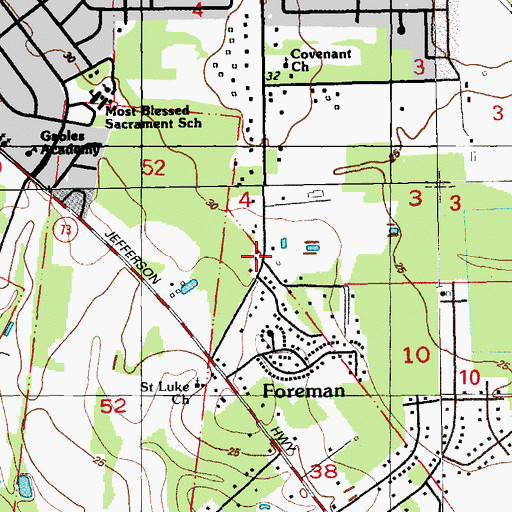 Topographic Map of Antioch Church (historical), LA