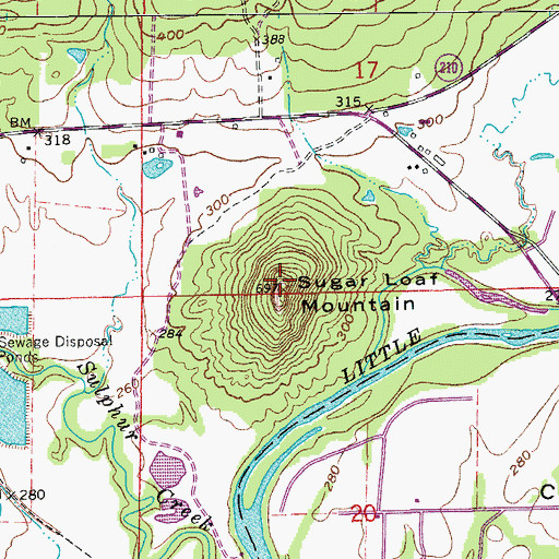Topographic Map of Sugar Loaf Mountain, AR