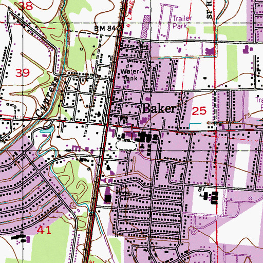 Topographic Map of Baker High School, LA