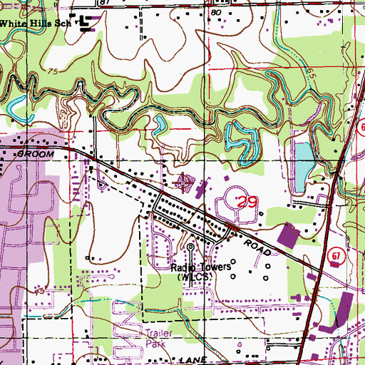 Topographic Map of Baker Middle School, LA