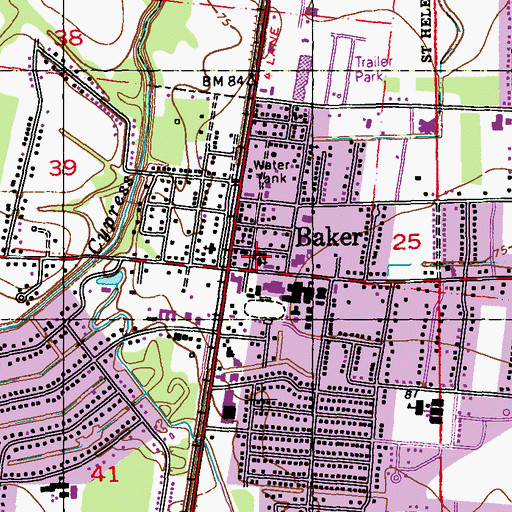 Topographic Map of Baker Presbyterian Church, LA