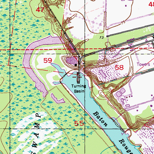 Topographic Map of Baton Rouge Barge Terminal, LA