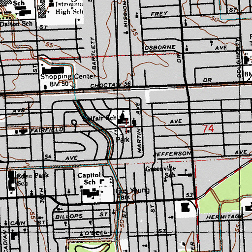 Topographic Map of Belfair Baptist Church, LA