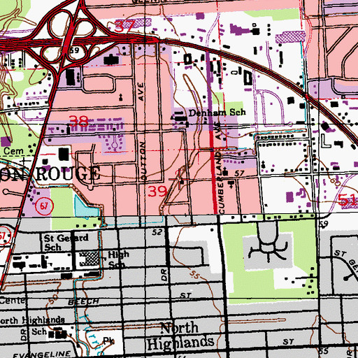 Topographic Map of Bethel Primitive Baptist Church, LA