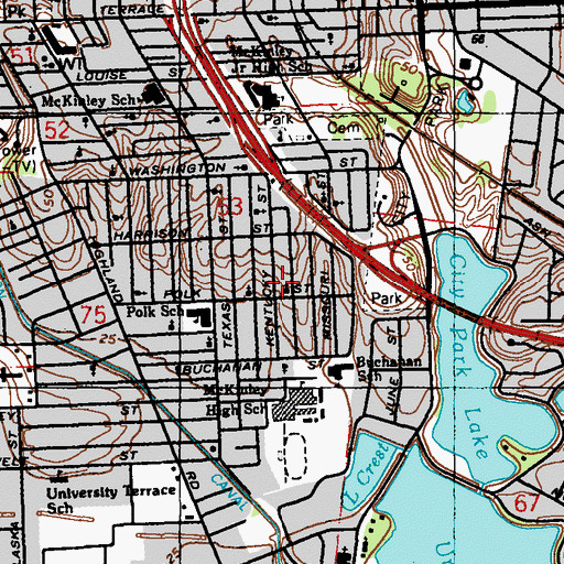 Topographic Map of Beulah Baptist Church, LA