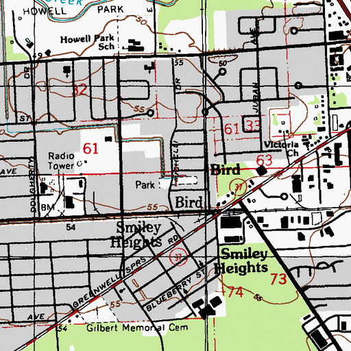 Topographic Map of Bird Station Park, LA