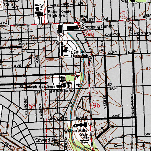 Topographic Map of Bnai Israel Temple, LA