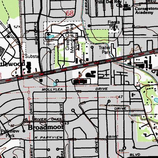 Topographic Map of Broadmoor Center Shopping Center, LA