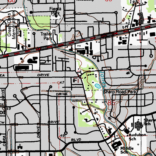 Topographic Map of Broadmoor United Methodist Church, LA