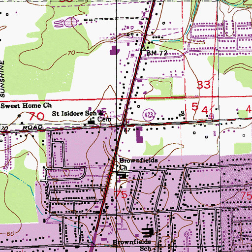 Topographic Map of Brookwood Village Shopping Center, LA