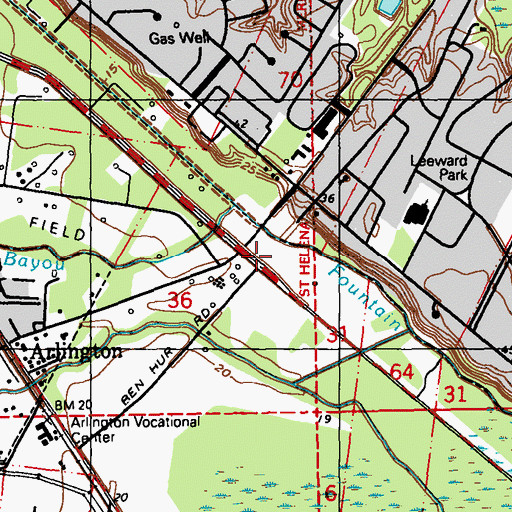 Topographic Map of Burbank Terrace Shopping Center, LA