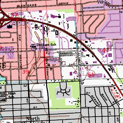 Topographic Map of Calvary Lutheran Church, LA