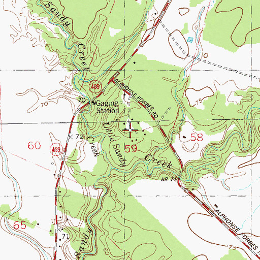 Topographic Map of Camp Ruth Lee, LA
