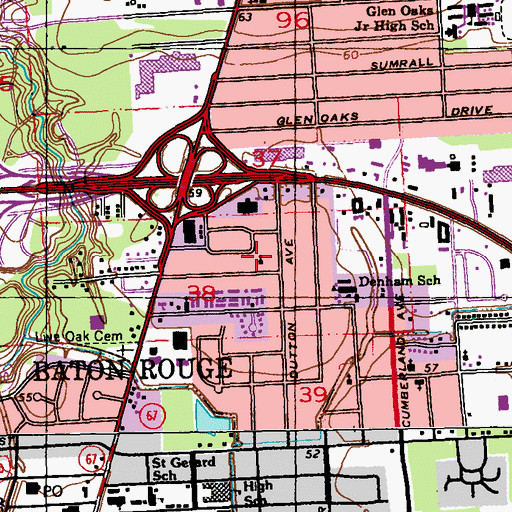 Topographic Map of Cannon Street Mission, LA