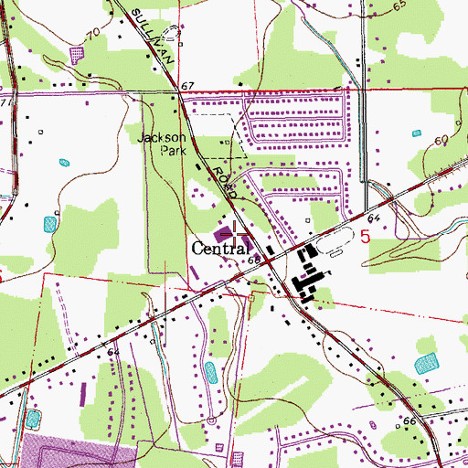 Topographic Map of Central City Shopping Center, LA