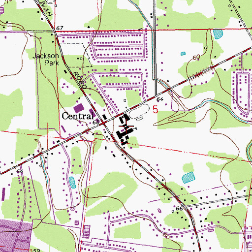 Topographic Map of Central Middle School, LA