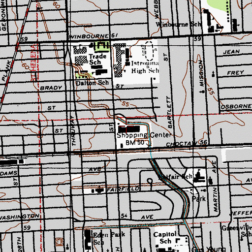 Topographic Map of Choctaw Village Shopping Center, LA
