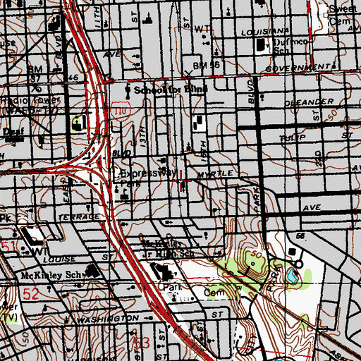 Topographic Map of Church of God in Christ, LA