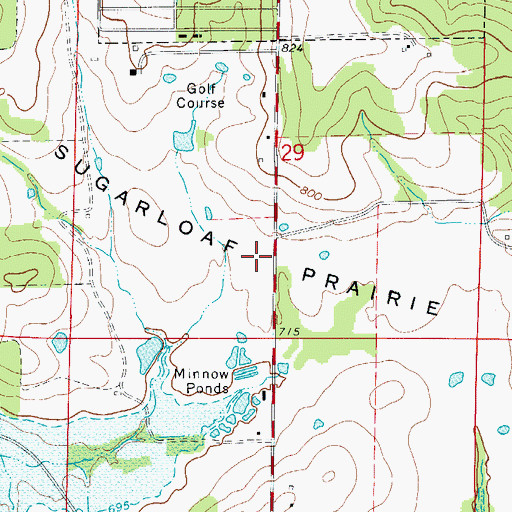 Topographic Map of Sugarloaf Prairie, AR