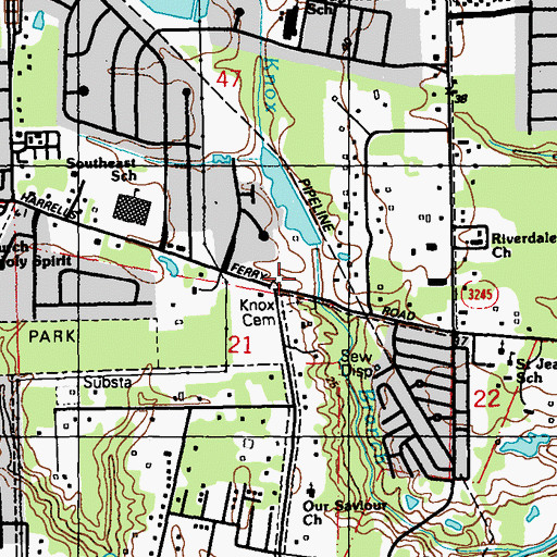 Topographic Map of Country Corner Shopping Center, LA