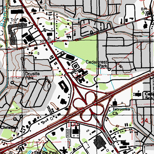 Topographic Map of Don Carter Shopping Center, LA