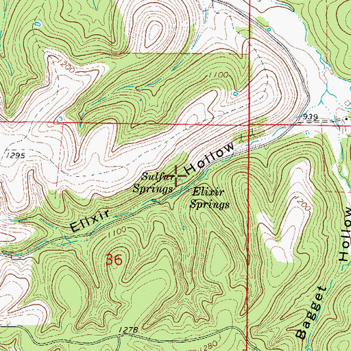 Topographic Map of Sulfur Springs, AR