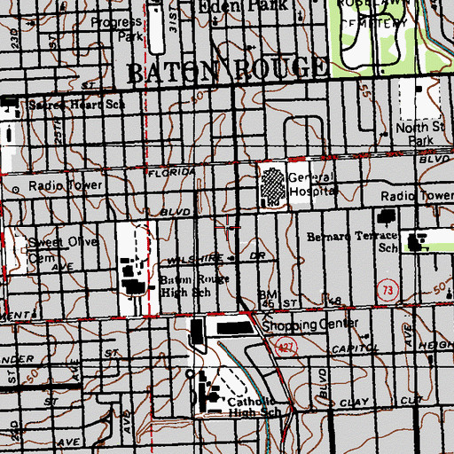 Topographic Map of Fellowship Church, LA