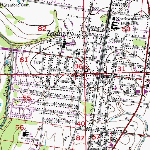 Topographic Map of First Baptist Church, LA