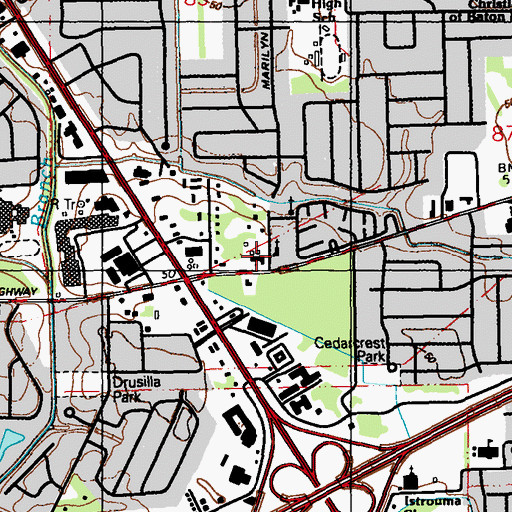 Topographic Map of First Church of the Nazarene, LA