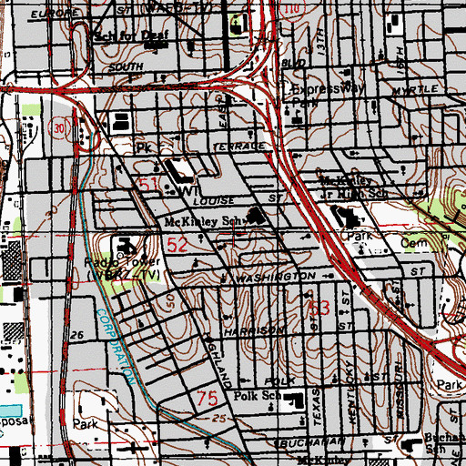 Topographic Map of First Emanuel Baptist Church, LA