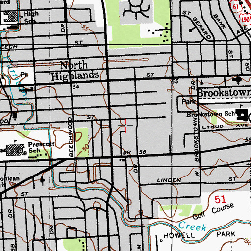 Topographic Map of First Southern Methodist Church, LA