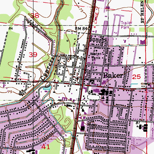 Topographic Map of First United Methodist Church of Baker, LA