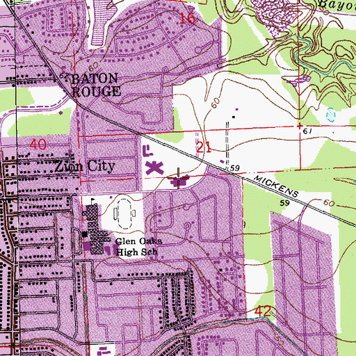 Topographic Map of Forest Heights Academy of Excellence Elementary School, LA