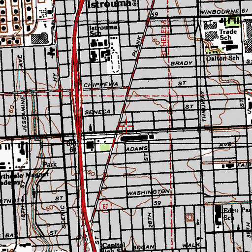 Topographic Map of Foret and McCall Shopping Center, LA