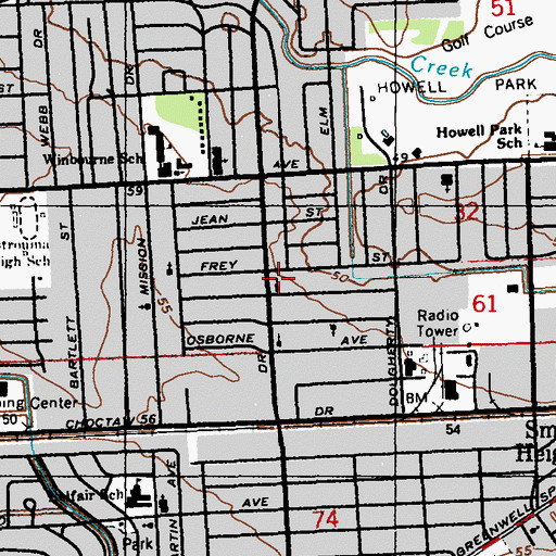 Topographic Map of Foster Drive United Pentecostal Church, LA