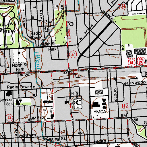 Topographic Map of Foster Shopping Center, LA