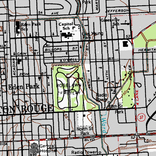 Topographic Map of Full Gospel Church, LA