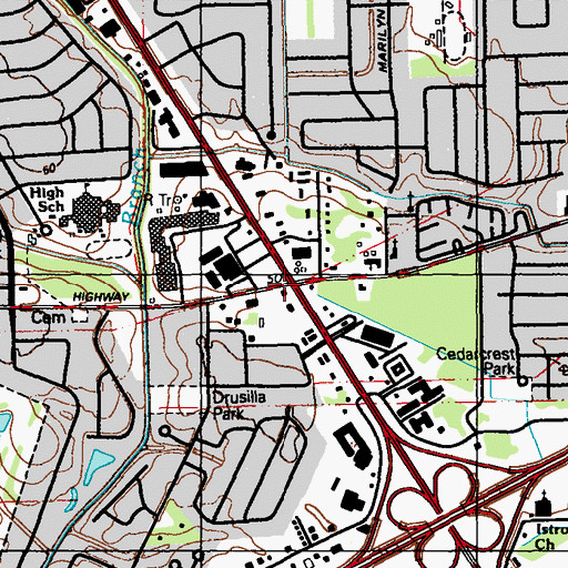 Topographic Map of Grace Church (historical), LA