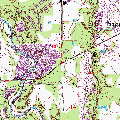 Topographic Map of Grand Central Station Shopping Center, LA