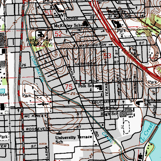 Topographic Map of Greater Antioch Baptist Church, LA