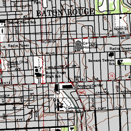 Topographic Map of Greater Faith Assembly Church, LA