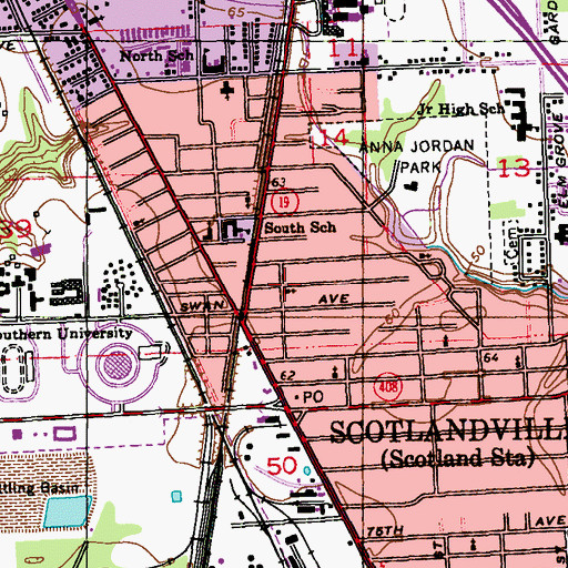 Topographic Map of Greater Mount Carmel Baptist Church, LA