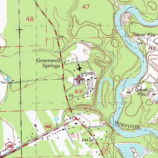Topographic Map of Greenwell Springs Hospital, LA